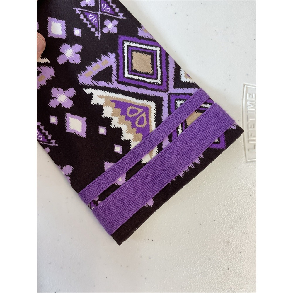 Tory Burch Dress sz 8 Purple Brown Ikat Tribal Print Cotton Caftan Tunic Boho - Picture 5 of 10